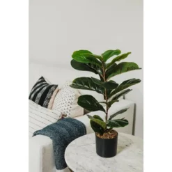 Forever Leaf 28" Artificial Fiddle Fig Leaf Plant In Black Pot, Indoor Artificial Plant For Home Decor 15 Forever Leaf 28" Artificial Fiddle Fig Leaf Plant In Black Pot, Indoor Artificial Plant For Home Decor -Finest Home Decoration GUEST c6825e62 9c00 48ed 9f1b 7928ab15e42b