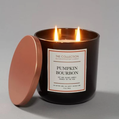 12oz Glass Jar 2-Wick The Collection Bourbon Pumpkin Candle Black - Chesapeake Bay Candle 4 12oz Glass Jar 2-Wick The Collection Bourbon Pumpkin Candle Black - Chesapeake Bay Candle - Image 2