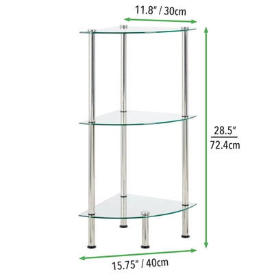 MDesign Glass/Metal Household Corner Organizer Shelf 7 MDesign Glass/Metal Household Corner Organizer Shelf - Image 5