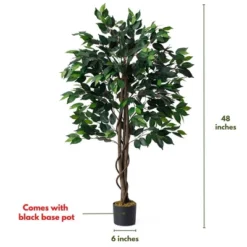 Forever Leaf 48" Artificial Ficus Silk Tree In Black Pot, Indoor Artificial Plant For Home Decor -Finest Home Decoration GUEST c820e2a1 5afa 48f3 8b63 5de9a542c862