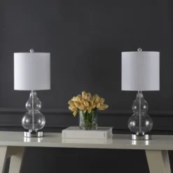 (Set Of 2) 22" Cora Classic Vintage Glass LED Table Lamp With USB Charging Port (Includes LED Light Bulb) - JONATHAN Y -Finest Home Decoration GUEST c92039ea 624f 436c a43c b2e67f7b8489