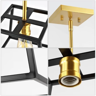 9.25" 1-Light Girard Farmhouse Industrial Iron LED Pendant Black/Brass Gold - JONATHAN Y 10 9.25" 1-Light Girard Farmhouse Industrial Iron LED Pendant Black/Brass Gold - JONATHAN Y - Image 8