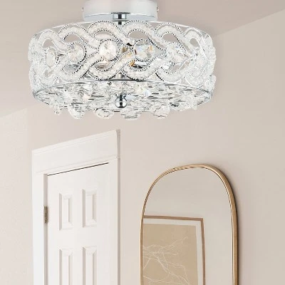 11.5" Olivia Semi-Flush Mount Pendant Metallic Silver - River Of Goods 3 11.5" Olivia Semi-Flush Mount Pendant Metallic Silver - River Of Goods