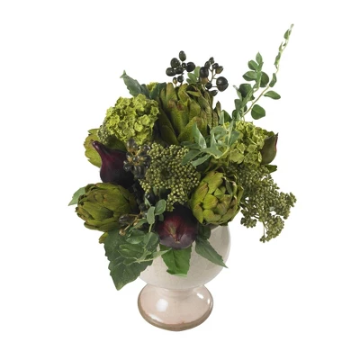 15" X 17" Artificial Artichoke And Hydrangea Flower Plant Arrangement In Planter - Nearly Natural 3 15" X 17" Artificial Artichoke And Hydrangea Flower Plant Arrangement In Planter - Nearly Natural
