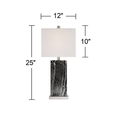 360 Lighting Connie Modern Table Lamps Set Of 2 25" High Black Faux Marble With USB Charging Ports White Rectangular Shade For Living Room House Desk 10 360 Lighting Connie Modern Table Lamps Set Of 2 25" High Black Faux Marble With USB Charging Ports White Rectangular Shade For Living Room House Desk - Image 8