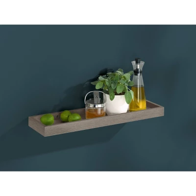 15.7" X 5.9" Wall Shelf With Rim Brown - Dolle Shelving 4 15.7" X 5.9" Wall Shelf With Rim Brown - Dolle Shelving - Image 2