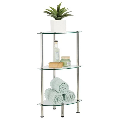 MDesign Glass/Metal Household Corner Organizer Shelf 8 MDesign Glass/Metal Household Corner Organizer Shelf - Image 6