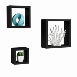 Floating Shelves- Cube Wall Shelf Set With Hidden Brackets, 3 Sizes To Display Décor, Books, Photos, More- Hardware Included By Lavish Home (Black) -Finest Home Decoration GUEST cae6492b 903c 43f5 b822 e4742c4ad8f5 1