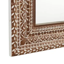 Wood Floral Intricately Carved Wall Mirror Brown - Olivia & May 21 Wood Floral Intricately Carved Wall Mirror Brown - Olivia & May -Finest Home Decoration GUEST cb1f2dae 6347 41bf b358 81e336c7a0e2