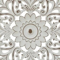 LuxenHome Distressed White Wood Flower Mandala 31.5" Round Wall Decor -Finest Home Decoration GUEST cc0ca7a0 1a63 40af b9e5 efc0215172ec