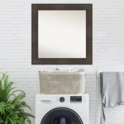 32" X 32" Non-Beveled William Rustic Woodgrain Bathroom Wall Mirror - Amanti Art -Finest Home Decoration GUEST cd55f585 8023 4d6e 9848 e52d9ad1d029