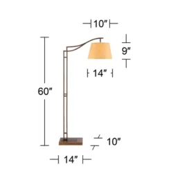 Franklin Iron Works Tahoe Rustic Industrial Downbridge Arc Floor Lamp 60" Tall Bronze Metal Faux Leather Empire Shade For Living Room Reading Bedroom -Finest Home Decoration GUEST cdcb0041 14d4 4985 b75a b2028eeb3b00
