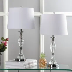 25.5" (Set Of 2) Reid Crystal Table Lamp (Includes LED Light Bulb) Clear - JONATHAN Y -Finest Home Decoration GUEST ce9ae56b e141 43d0 a760 1fd3837b10c3