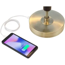 Possini Euro Design Possini Euro® Wyndham Desk Lamp With Glass Shade And Dual USB Ports -Finest Home Decoration GUEST cfa3a629 69c9 4678 8598 75a383393ac9