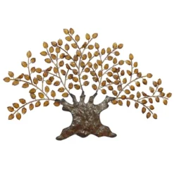 Traditional Metal Tree Indoor Outdoor Wall Decor With Leaves Brown - Olivia & May -Finest Home Decoration GUEST d038e124 6821 4733 9143 2a2517fd6c55