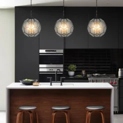 13.5" 3-Light Bee Modern Farmhouse Iron/Glass LED Pendant Oil Rubbed Bronze/Clear - JONATHAN Y -Finest Home Decoration GUEST d0768c35 2176 4b2e a730 ebe095b4e9be