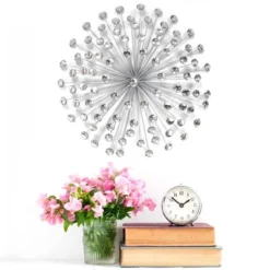 Stratton Home Decor SHD0192 Silver Acrylic Burst 24x24x5 Inch Metal Wall Art Room Decoration For Bedroom, Bathroom, Living Room, Or Kitchen (2 Pack) -Finest Home Decoration GUEST d1a0879a a22d 4f67 8b1f fc1031a845f0