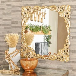 Metal Floral Carved Acanthus Wall Mirror With Distressed Details Gold - The Novogratz -Finest Home Decoration GUEST d2fc321b 9d3d 4dea 9d14 9cb8f9e19a25