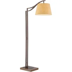 Franklin Iron Works Tahoe Rustic Industrial Downbridge Arc Floor Lamp 60" Tall Bronze Metal Faux Leather Empire Shade For Living Room Reading Bedroom -Finest Home Decoration GUEST d406a27d db92 4bb2 906f 2b41901f33db