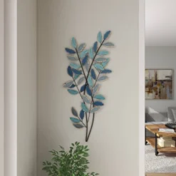 Metal Leaf Wall Decor With Gold Accent Blue - Olivia & May -Finest Home Decoration GUEST d51f458f 58a8 4291 8021 0565a0b816a2
