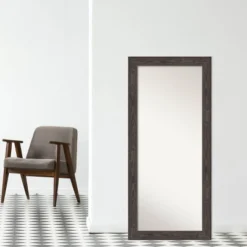 30" X 66" Non-Beveled Bridge Black Wood Full Length Floor Leaner Mirror - Amanti Art -Finest Home Decoration GUEST d55708d2 3482 427e 93dd a23dc8063d5f