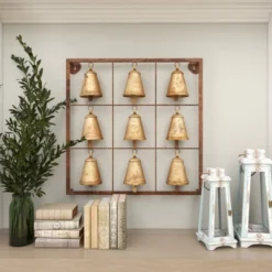 Metal Bell Square Frame Wall Decor Brass - Olivia & May 18 Metal Bell Square Frame Wall Decor Brass - Olivia & May -Finest Home Decoration GUEST d56689fa 530d 4363 a4e7 dee24f648057