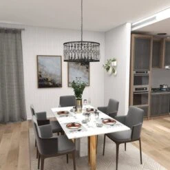 Metal Crystal Embellishments 6 Light Chandelier With Link Style Chain Black - Olivia & May 28 Metal Crystal Embellishments 6 Light Chandelier With Link Style Chain Black - Olivia & May -Finest Home Decoration GUEST d57f2060 4e60 4e5a bc33 fa646b598e51