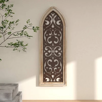 Metal Abstract Carved Design Wall Decor With Arched Frame Brown - Olivia & May 11 Metal Abstract Carved Design Wall Decor With Arched Frame Brown - Olivia & May - Image 9