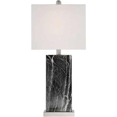 360 Lighting Connie Modern Table Lamps Set Of 2 25" High Black Faux Marble With USB Charging Ports White Rectangular Shade For Living Room House Desk 9 360 Lighting Connie Modern Table Lamps Set Of 2 25" High Black Faux Marble With USB Charging Ports White Rectangular Shade For Living Room House Desk - Image 7