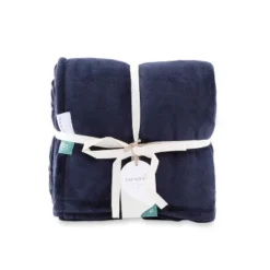 60"x70" Oversized 300 Recycled Velvetloft Throw Blanket Navy - Berkshire Blanket & Home Co.