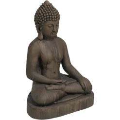 John Timberland Sitting Buddha Statue Sculpture Zen Decor Outdoor Garden Front Porch Patio Yard Outside Dark Sandstone Faux Stone Finish 29 1/2" High -Finest Home Decoration GUEST d6e46916 97f3 410e 8ab1 1feb6e4406d1