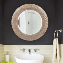 22" Round Bergman Decorative Wall Mirror Dark Silver - Howard Elliott -Finest Home Decoration GUEST d7313660 57b5 47c6 9eba dd8de64f1db7
