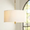 Possini Euro Design Warm Gold Pendant Chandelier 20" Wide Modern White Linen Drum Shade 4-Light Fixture For Dining Room Foyer Kitchen Island Entryway -Finest Home Decoration GUEST d8e2f688 f502 4483 9755 79532599efe2