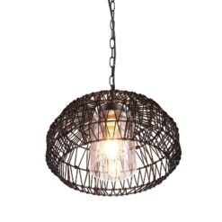 Globe Electric Novogratz X Globe Diego 1-Light Matte Black Woven Fabric Outdoor Plug-In Pendant Light -Finest Home Decoration GUEST da70f1da 6122 4db5 85f1 f6247ee40450