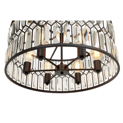 Metal Crystal Embellishments 6 Light Chandelier With Link Style Chain Black - Olivia & May 4 Metal Crystal Embellishments 6 Light Chandelier With Link Style Chain Black - Olivia & May - Image 2