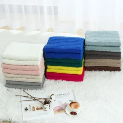 PiccoCasa Cotton Cable Soft Couch Decorative Knitted Throw Blanket 1 Pc -Finest Home Decoration GUEST dcdd8138 0453 4acd a6a0 830cde5d4ca9
