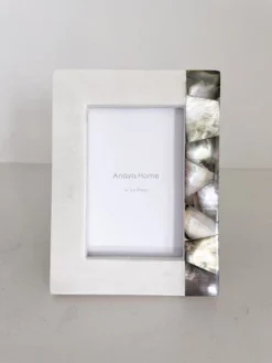 Grey Mother Of Pearl White Marble Picture Frame, 4x6 - Anaya -Finest Home Decoration GUEST dceb3550 e144 43b3 8af8 26d888143f24