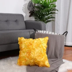 PiccoCasa 3D Satin Rose Floral Shells Art Cushion Throw Pillow Cover 1 Pc -Finest Home Decoration GUEST dcfeb2b8 43e4 4c35 9df4 91319fc7e1e7