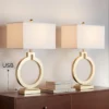 360 Lighting Modern Table Lamps 28 1/2" Tall Set Of 2 With USB Charging Port Brushed Gold Open Ring White Shade For Bedroom Living Room House Bedside -Finest Home Decoration GUEST dda5ab7d 73f9 48f7 9bb4 7d54d9e4f299
