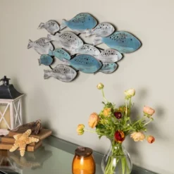35.75" X 14.75" School Of Fish Metal Wall Art Sculpture Blue/Green/Silver - Danya B. -Finest Home Decoration GUEST ddc2e66f a218 44cf a3a5 61d2c8b67c81