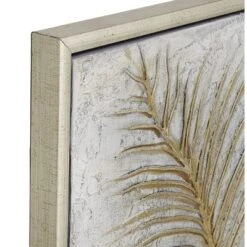 Canvas Leaf Framed Wall Art With Silver Frame Gold - CosmoLiving By Cosmopolitan -Finest Home Decoration GUEST de317905 ca8a 4330 87b8 b279a337d986
