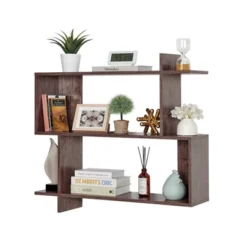 35.4" X 32" Manasa Floating Geometric Kilter 2 Tier Wall Shelf - Danya B. -Finest Home Decoration GUEST e030928c be9a 4009 8af9 f5b9122bd1a8
