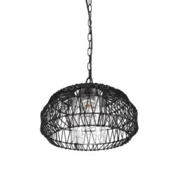 Globe Electric Novogratz X Globe Diego 1-Light Matte Black Woven Fabric Outdoor Plug-In Pendant Light -Finest Home Decoration GUEST e19db0ab 1969 42b6 a5d0 0c142f1ffee9