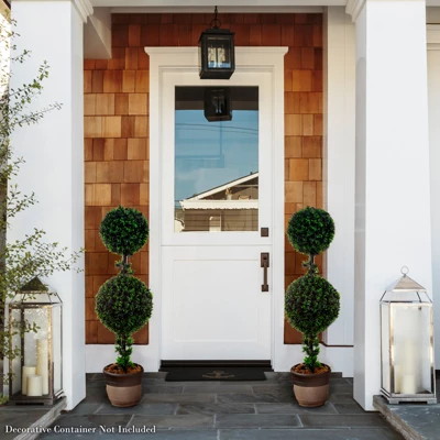 Artificial Podocarpus-36” Double Ball Style Faux Plant In Sturdy Pot-Realistic Indoor Or Outdoor Potted Shrub-Home Decor By Pure Garden 5 Artificial Podocarpus-36” Double Ball Style Faux Plant In Sturdy Pot-Realistic Indoor Or Outdoor Potted Shrub-Home Decor By Pure Garden - Image 3