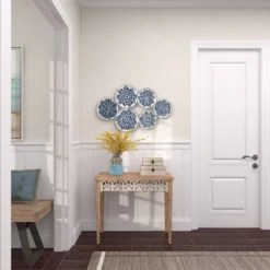 Metal Plate Wall Decor With Embossed Details Blue - Olivia & May -Finest Home Decoration GUEST e2469e89 c695 4af5 8621 42d3c5de3430