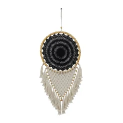 42" X 16" Cotton Macrame Handmade Intricately Woven Dreamcatcher Wall Decor With Beaded Fringe Tassels Black - Olivia & May -Finest Home Decoration GUEST e2e3a253 85ca 4a48 8029 d0f27269a0ec