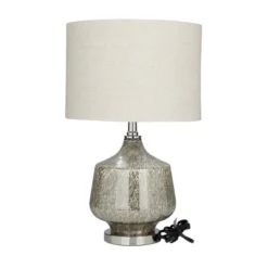 Linen Table Lamp With Faux Mercury Glass Finish Silver - Olivia & May -Finest Home Decoration GUEST e347cda9 00fa 421e a808 fc381f44bc93