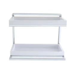 2 Tier Wall Mount Shelving Unit With Towel Rack And Trays Chrome/White - Danya B. -Finest Home Decoration GUEST e3b807d2 baeb 43a7 92ae 0b4284447b00