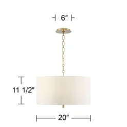 Possini Euro Design Warm Gold Pendant Chandelier 20" Wide Modern White Linen Drum Shade 4-Light Fixture For Dining Room Foyer Kitchen Island Entryway -Finest Home Decoration GUEST e442902c ea63 4d3a 8d41 f624d8734d7e