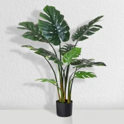 Forever Leaf 48" Artificial Monstera Artificial Plant In Black Pot, Indoor Artificial Plant For Home Decor